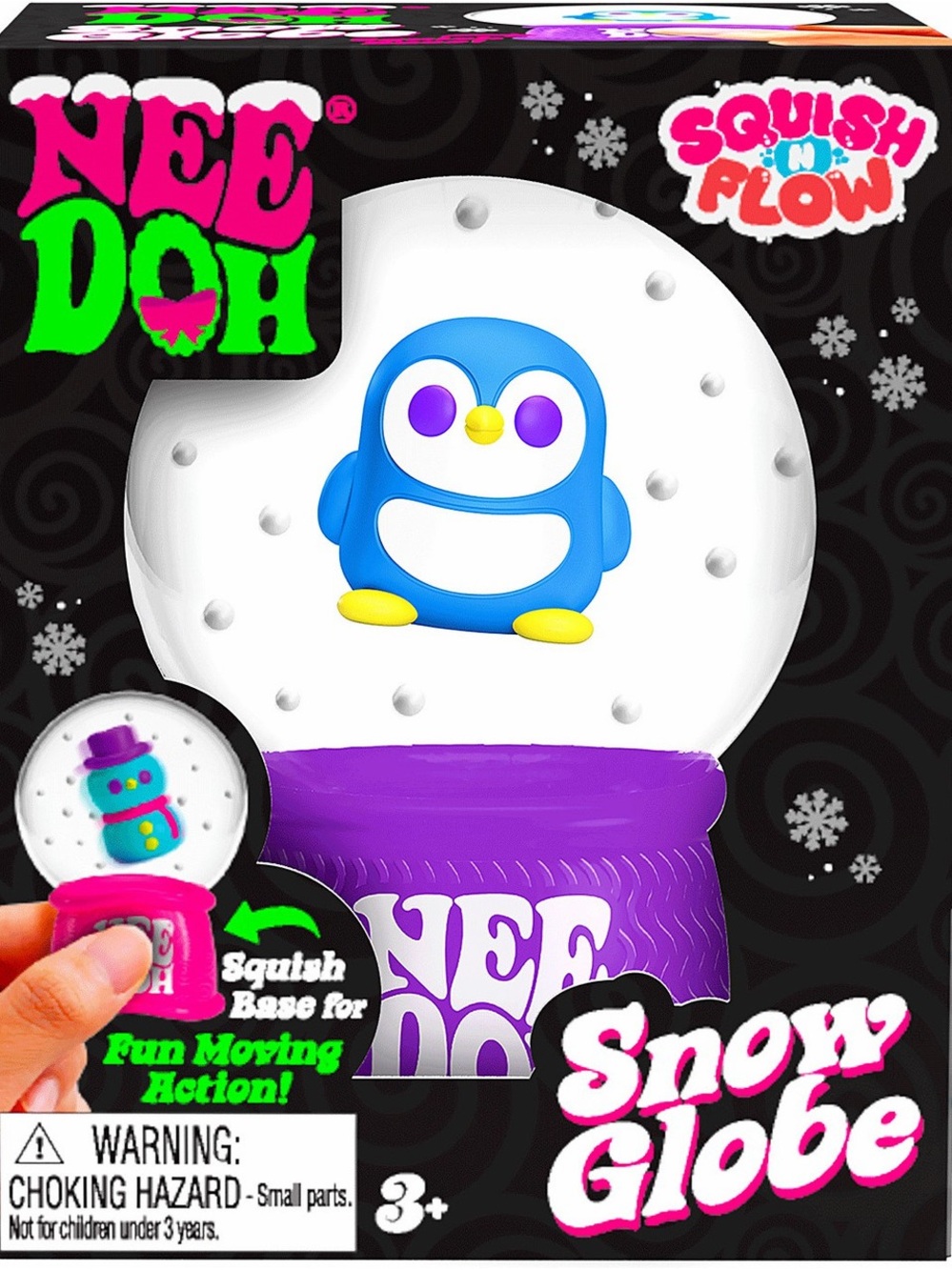 NeeDoh Squishmas Squishy Fidget Snow Globe - Penny the Penguin